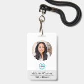 Badge Photo | Logo de bureau professionnel | Gris clair (Avant avec lanière)