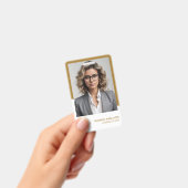 Badge Photo & Logo de l'employé White Gold moderne (À main)