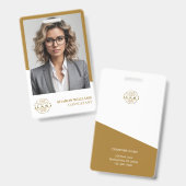 Badge Photo & Logo de l'employé White Gold moderne (Recto et verso)