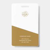 Badge Photo & Logo de l'employé White Gold moderne (Dos)