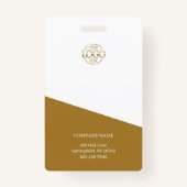 Badge Photo & Logo de l'employé White Gold moderne (Dos)