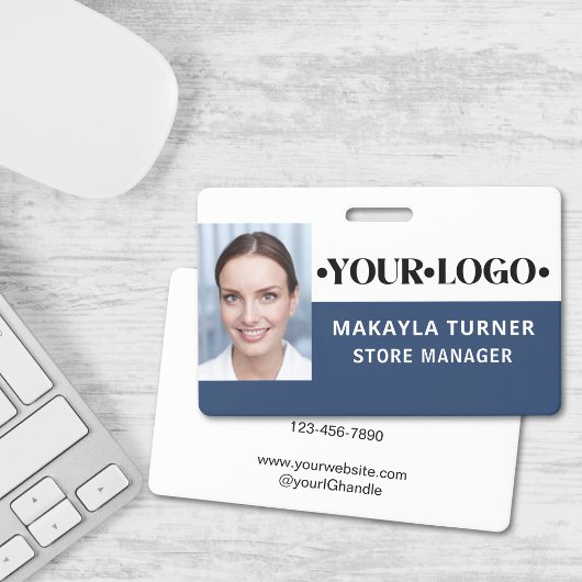 Badge Photo Logo Employee Blue