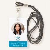 Badge Photo| Logo Professionnel Office| Turquoise profon (Devant avec lanière)