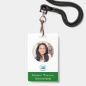 Badge Photo| Logo Professionnel Office| Vert (Avant avec lanière)