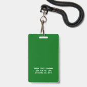 Badge Photo| Logo Professionnel Office| Vert (Arrière avec lanière)