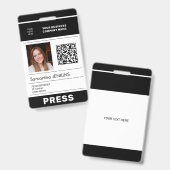 Badge Photo logo QR CODE press pass ID (Recto et verso)