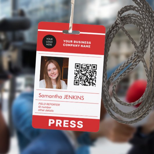 Badge Photo logo QR CODE press pass ID