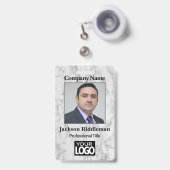Badge Photo - Marbre Gris (Avant avec rétractable)