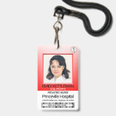 Badge Photo Médicale - Infirmière - Rouge (Front with Lanyard)