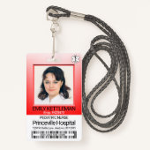 Badge Photo Médicale - Infirmière - Rouge (Devant avec lanière)