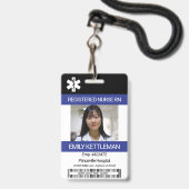 Badge Photo Médicale sur le terrain / Code-barres - Infi (Avant avec lanière)
