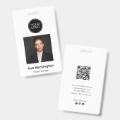 Badge Photo Moderne avec Logo | Nom de l'Employé Personn (Avant & arrière)