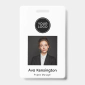 Badge Photo Moderne avec Logo | Nom de l'Employé Personn (Avant)