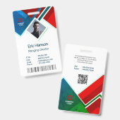 Badge Photo moderne, Code barre, QR, Insigne de nom (Recto et verso)