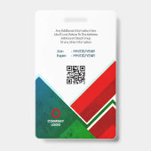 Badge Photo moderne, Code barre, QR, Insigne de nom (Dos)