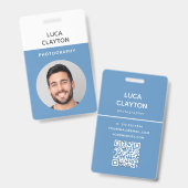 Badge Photo moderne Code QR professionnel Nom du logo (Avant & arrière)