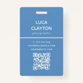 Badge Photo moderne Code QR professionnel Nom du logo (Dos)