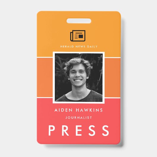 Badge Photo moderne et nom Presse ID (Avant)