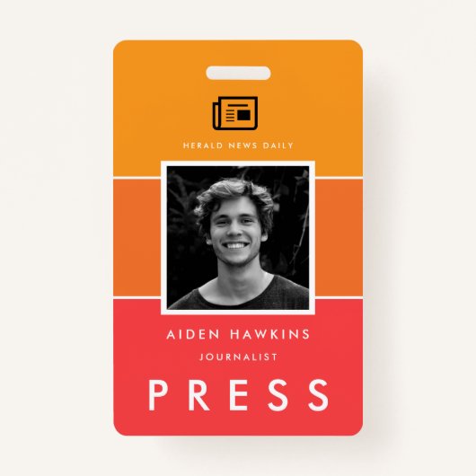Badge Photo moderne et nom Presse ID (Devant)