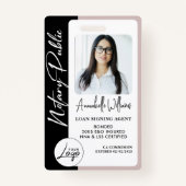 Badge Photo moderne Notaire public (Devant)