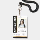 Badge Photo moderne Notaire public (Face avec cordon)