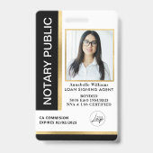 Badge Photo moderne Notaire public (Face)