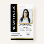 Badge Photo moderne Notaire public (Devant)