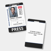 Badge Photo noir bleu et ID de presse avec logo plus gra (Avant & arrière)