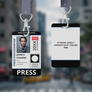 Badge Photo noir bleu et logo de Taller ID presse