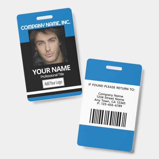 Badge Photo - Noir et Bleu (Avant & arrière)