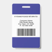 Badge Photo - Noir et Bleu foncé (Arrière)
