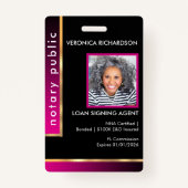 Badge photo noir et rose chaud professionnel (Devant)