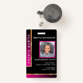 Badge photo noir et rose chaud professionnel (Front with Retractable)