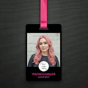 Badge Photo Noir Gras et Rose Chaud