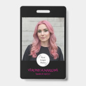 Badge Photo noir gras et rose vif (Avant)