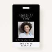 Badge Photo noire chic - Petite entreprise ou ID enseign (Devant)