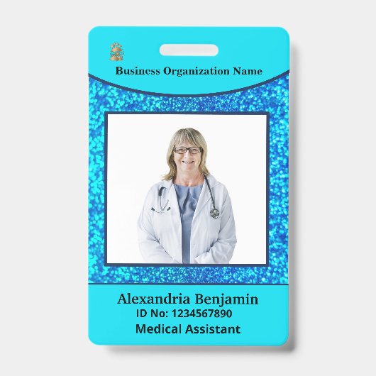 Badge Photo Nom de l'employé Code barre Logo Personnalis (Avant)