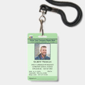 Badge Photo Nom de l'employé Code-barres  Logo ID person (Avant avec lanière)