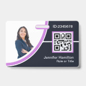 Badge Photo Nom de l'employé de l'entreprise Code QR Pur (Avant)