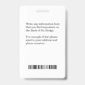 Badge Photo Nom de l'employé Logo Code-barres ID personn (Arrière)