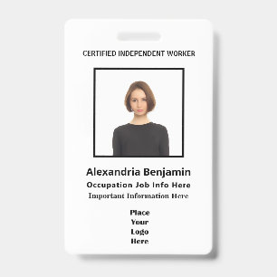 Badge Photo Nom de l'employé Logo Code-barres ID personn
