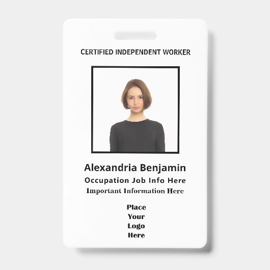 Badge Photo Nom de l'employé Logo Code-barres ID personn (Avant)