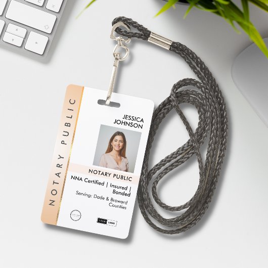 Badge Photo Notaire professionnel Classic Peach & Gold