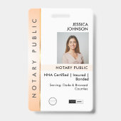Badge Photo Notaire professionnel Classic Peach & Gold (Front)