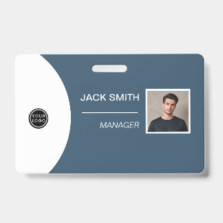 Badge Photo of the employee's person, Code bar, Lo