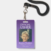 Badge Photo Officiel USHER Violet Mauve (Avant avec lanière)