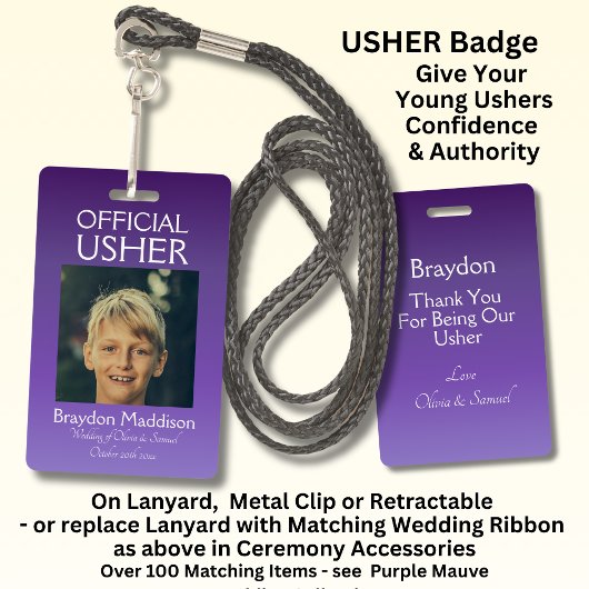 Badge Photo Officiel USHER Violet Mauve