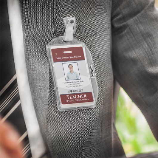 Badge Photo personnalisé de l'employé Logo Code à barres