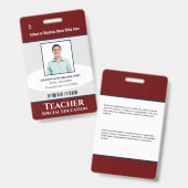 Badge Photo personnalisé de l'employé Logo Code à barres (Avant & arrière)
