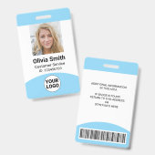 Badge Photo personnalisé Nom Fonction ID Logo Code-barre (Avant & arrière)